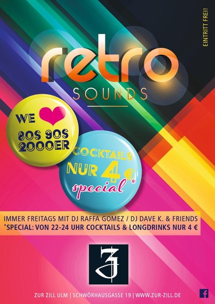 Party Flyer: retro sounds @ Zill am 14.07.2017 in Ulm